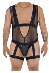 CandyMan 99529X Mesh-Bodysuit mit Strumpfband, Farbe Schwarz